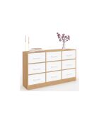 Commode 9 tiroirs Uma bois/blanc - 113 x 30 x 70 cm