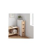 Meuble d'appoint 4 tiroirs avec roulettes blanc/bois - 17 x 45 x 80 cm