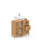 Meuble sous vasque placards et tiroirs Maya bambou - 70 x 30 x 65 cm