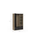 Camille Begehbarer Kleiderschrank und Stauraum in Holzeffekt/Schwarz — 105 x 45 x 167 cm