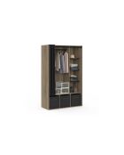 Camille Begehbarer Kleiderschrank und Stauraum in Holzeffekt/Schwarz — 105 x 45 x 167 cm