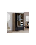 Camille Begehbarer Kleiderschrank und Stauraum in Holzeffekt/Schwarz — 105 x 45 x 167 cm