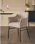 Set di 4 sedie in tessuto tortora con gambe in metallo