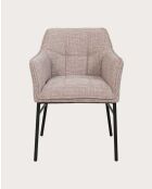 Set di 4 sedie in tessuto tortora con gambe in metallo