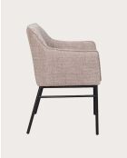 Set di 4 sedie in tessuto tortora con gambe in metallo
