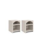Lot de 2 Tables de chevet Alyana organiques effet travertin - 40 x 40 x 50 cm