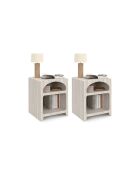 Lot de 2 Tables de chevet Alyana organiques effet travertin - 40 x 40 x 50 cm