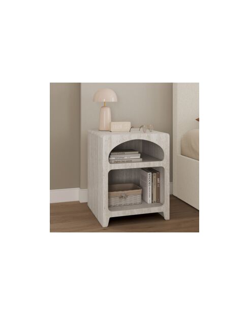 Lot de 2 Tables de chevet Alyana organiques effet travertin - 40 x 40 x 50 cm