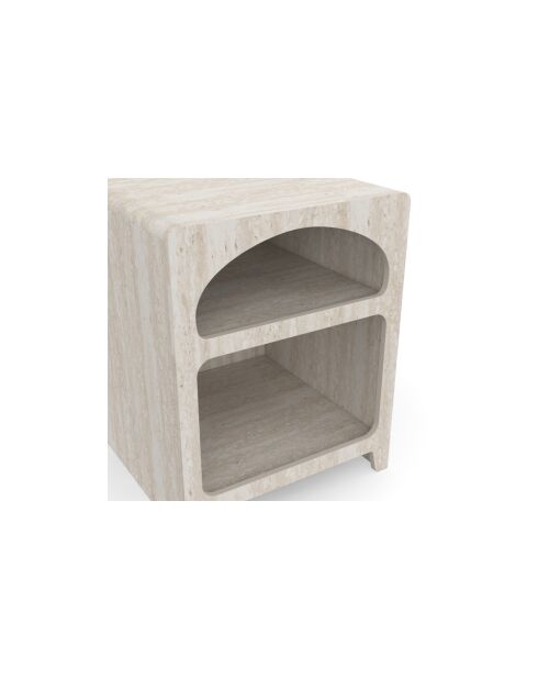 Lot de 2 Tables de chevet Alyana organiques effet travertin - 40 x 40 x 50 cm