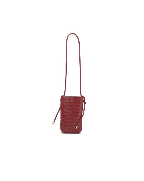 Sac bandoulière en cuir Clover bordeaux - 14 x 21 x 3,5 cm