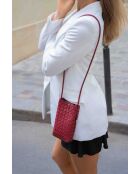 Sac bandoulière en cuir Clover bordeaux - 14 x 21 x 3,5 cm