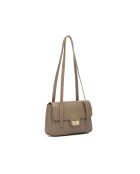 Saige Schultertasche aus taupefarbenem Leder - 26 x 18 x 7,5 cm