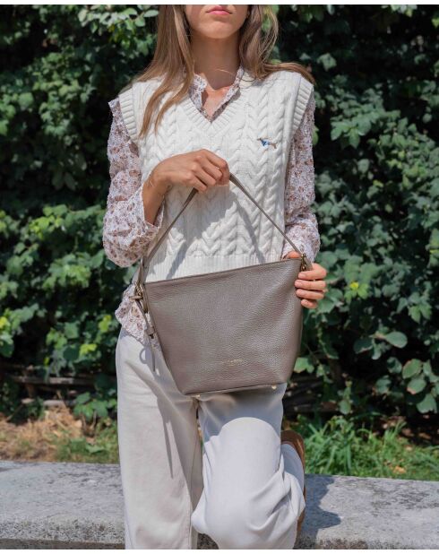 Borsa a tracolla Aven in pelle taupe - 31 x 22 x 15,5 cm