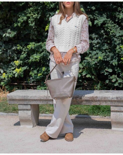 Borsa a tracolla Aven in pelle taupe - 31 x 22 x 15,5 cm
