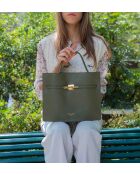 Sac à main en cuir Freda vert olive - 33 x 27 x 2 cm