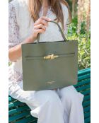 Sac à main en cuir Freda vert olive - 33 x 27 x 2 cm