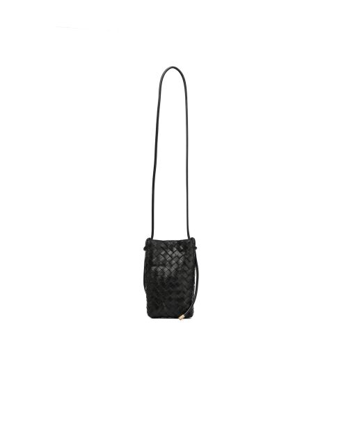 Sac bandoulière en cuir Clover noir - 14 x 21 x 3,5 cm