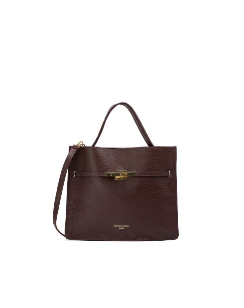 Sac à main en cuir Freda bordeaux - 33 x 27 x 2 cm