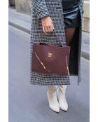 Freda bordeauxrode leren handtas - 33 x 27 x 2 cm