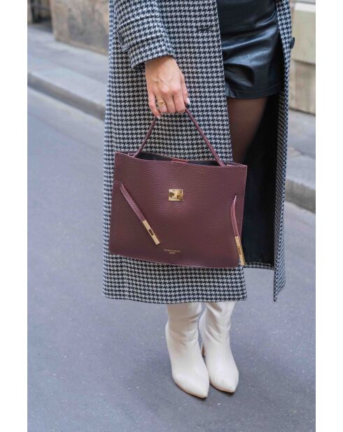 Sac à main en cuir Freda bordeaux - 33 x 27 x 2 cm