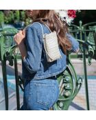 Sac bandoulière en cuir Clover blanc cassé - 14 x 21 x 3,5 cm