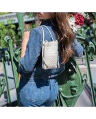 Sac bandoulière en cuir Clover blanc cassé - 14 x 21 x 3,5 cm
