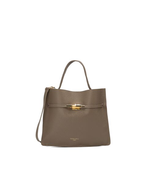 Sac à main en cuir Freda taupe - 33 x 27 x 2 cm
