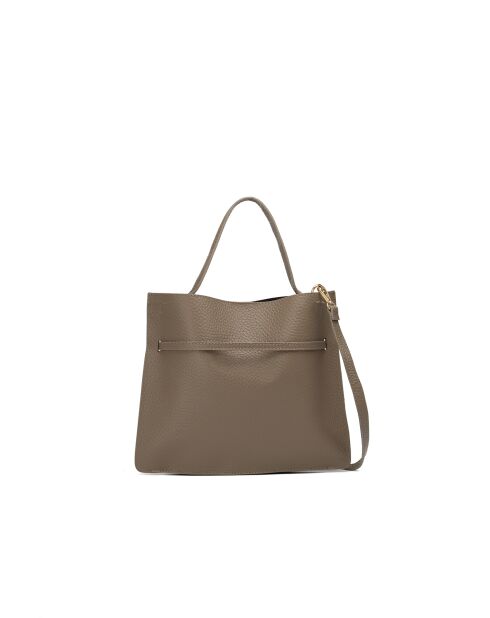 Sac à main en cuir Freda taupe - 33 x 27 x 2 cm