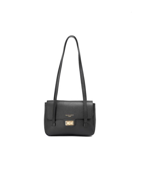 Saige Schultertasche aus schwarzem Leder - 26 x 18 x 7,5 cm
