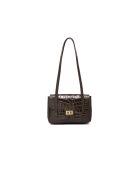 Scarlet chocolade leren schoudertas - 26 x 18 x 7,5 cm