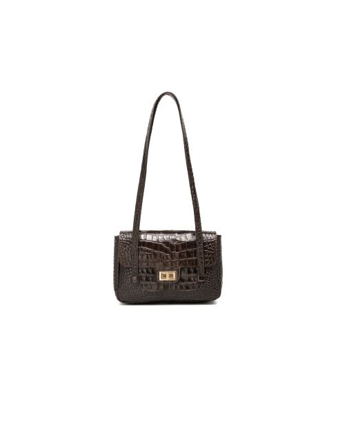 Borsa a tracolla in pelle color cioccolato scarlatto - 26 x 18 x 7,5 cm