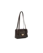 Scarlet chocolade leren schoudertas - 26 x 18 x 7,5 cm