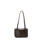 Scarlet chocolade leren schoudertas - 26 x 18 x 7,5 cm