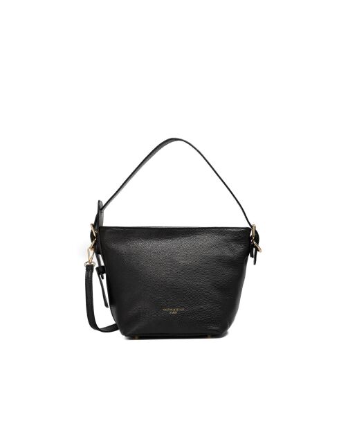 Aven Schultertasche aus schwarzem Leder - 31 x 22 x 15,5 cm