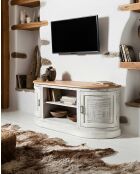 Argo - Porta TV in legno massello di mango intagliato 150 cm