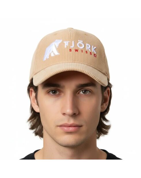 Braun/weiße Baseballkappe mit Schweizer Logo