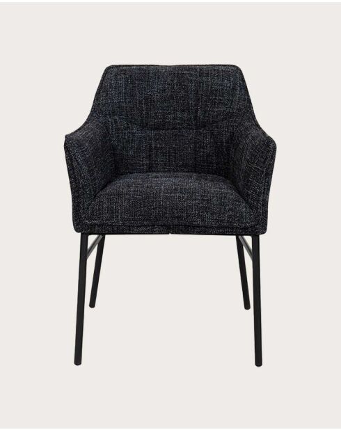 Lot de 2 chaises en tissu noir et pieds métal Chacha - 51 x 52 x 82 cm
