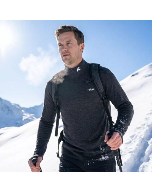 Finn Zip 210 Zinal graues Oberteil aus Wolle, erste Schicht