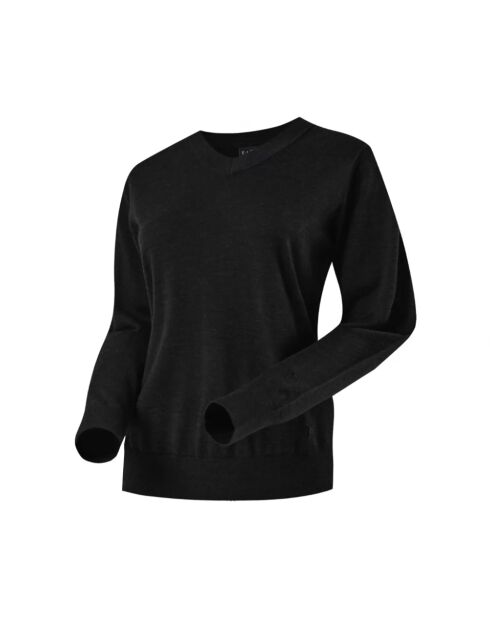 Laax City Schwarzer Wollpullover mit V-Ausschnitt