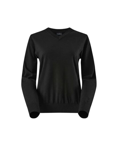 Laax City Schwarzer Wollpullover mit V-Ausschnitt