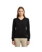 Laax City Schwarzer Wollpullover mit V-Ausschnitt