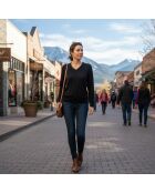 Laax City Schwarzer Wollpullover mit V-Ausschnitt