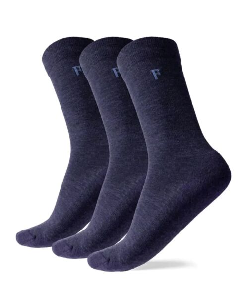 Packung mit 3 Paar marineblauen City-Wollsocken