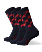 Pack de 3 pares de calcetines de lana Classic Cut Ursina Logo negro/rojo