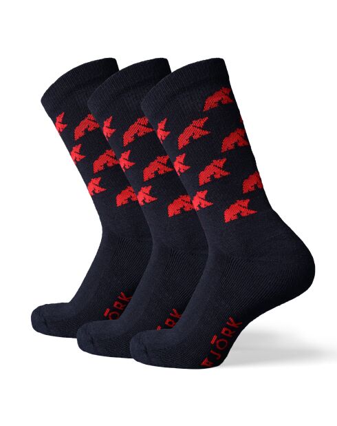 Confezione da 3 paia di calzini in lana Classic Cut Ursina Logo nero/rosso
