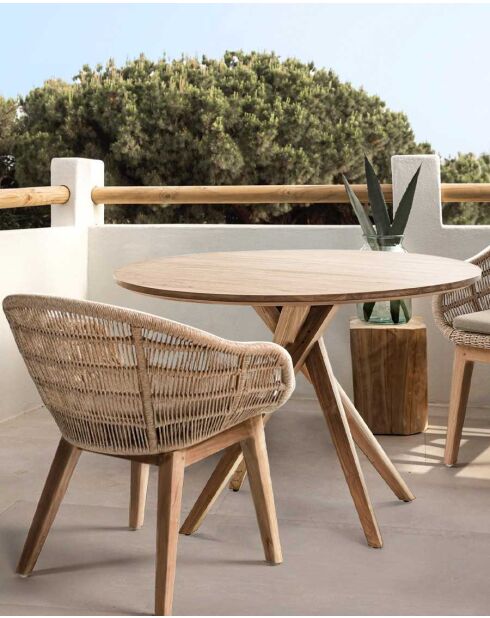 Runder Esstisch aus massivem Teakholz D110 cm 4/6 Pers. Shiraz braun - 110 x 110 x 76 cm