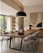 Tavolo da pranzo industriale Nova in legno massello e metallo nero - 180 x 90 x 76 cm