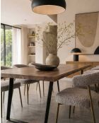 Tavolo da pranzo industriale Nova in legno massello e metallo nero - 180 x 90 x 76 cm