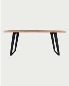 Tavolo da pranzo industriale Nova in legno massello e metallo nero - 180 x 90 x 76 cm