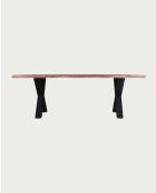 Tavolo da pranzo in legno massello di acacia e metallo Hino - 220 x 100 x 76 cm/240 x 100 x 78 cm